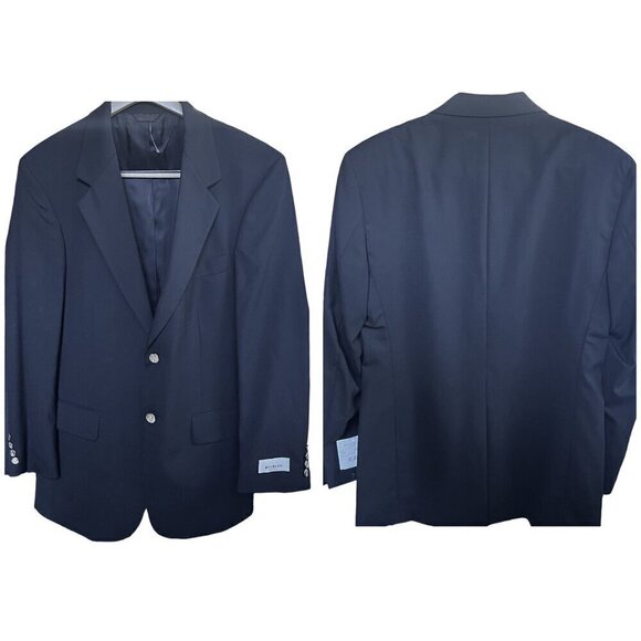Bill Blass Black Harvard Sports Coat Blazer 100% Wool Gold Bttn Vintage NWT 38R - Picture 1 of 16